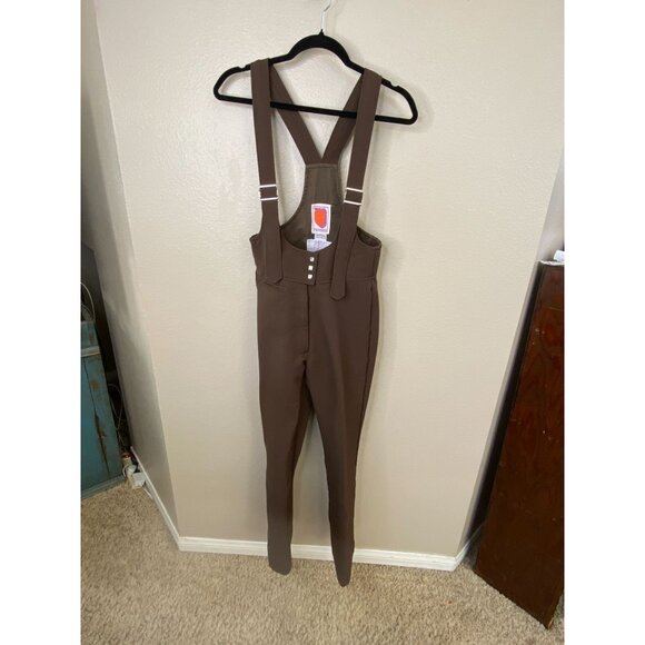 Vintage Skyr Womens Brown Wool-Blend Snow Pants 10R Adjustable Straps Classic - Picture 2 of 8